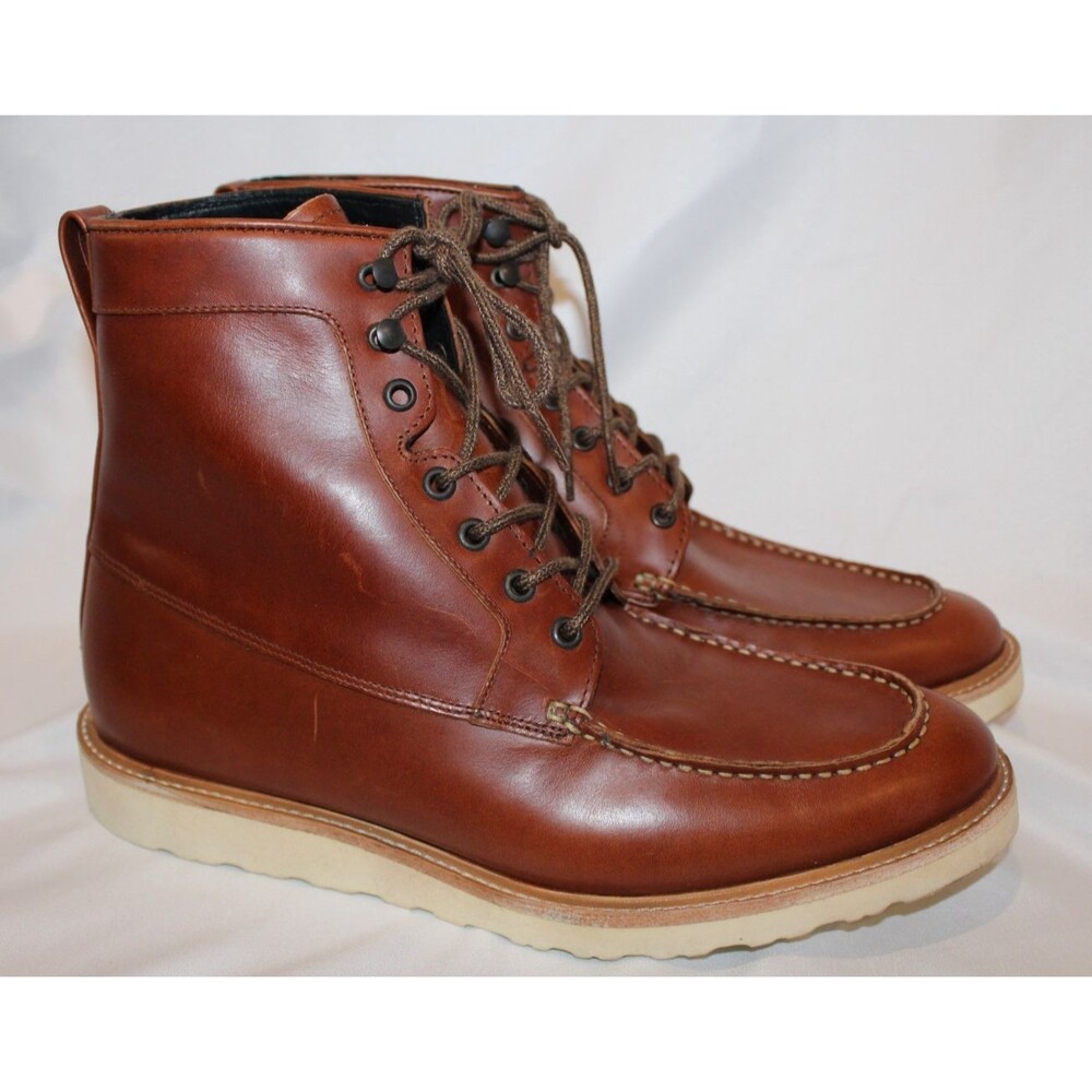 NISOLO MEN'S EVERYDAY LACE UP LEATHER BOOTS BRANDY SZ 8 $280 NIB